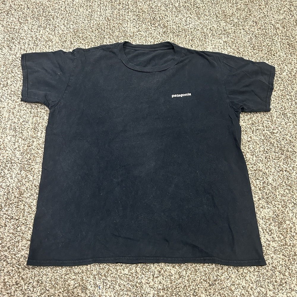 Patagonia Mens Medium Black Graphic T Shirt Fitz Roy Logo Short Sleeve - Picture 2 of 6